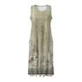 thumbnail image 3 of WILLBEST Vestido Largo Informal De Verano Para Mujer, Estampado, Sin Mangas, Hasta La Rodilla, Para Playa, Cuello Redondo, Con Bolsillos, Para Vacaciones, Viajes Y Uso Diario., 3 of 3