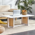 thumbnail image 3 of Furvclv Solid Wood Coffee Table For Living Room, Stylish Imitation Rattan Tea Table, Farmhouse Mini Center Tables For Small Spaces Apartment Furniture, 3 of 9