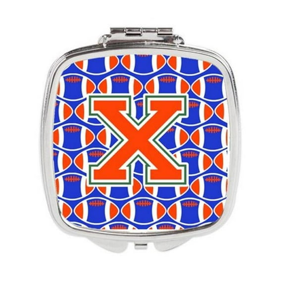 Letter W Football Green - Blue & Orange Compact Mirror