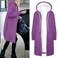 thumbnail image 2 of Women's Jacket Winter Warm Hooded Coat Long Cardigan Zipper Drawstring Thin Open Front Outwear Tops Soft Cozy Lightweight, 2 of 2
