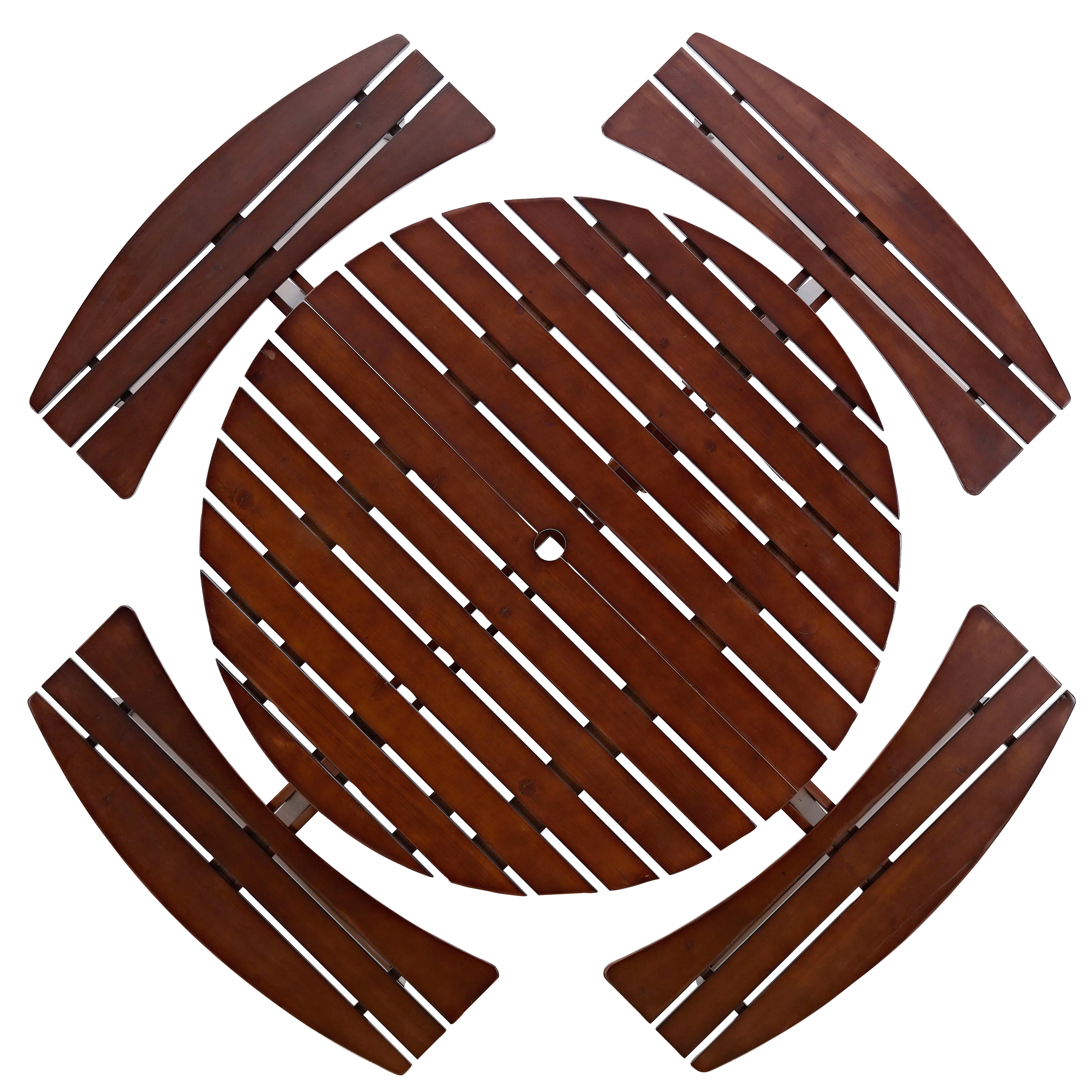 Aukfa Wooden Picnic Table for 8,Outdoor Round Picnic Table w/ 3 Benches for Garden, Backyard,Brown