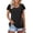*Black, variant on ClodeEU Women's Short Sleeve Crewneck Top with Button,Pleated Casual Tee Navy,Womens Plus M