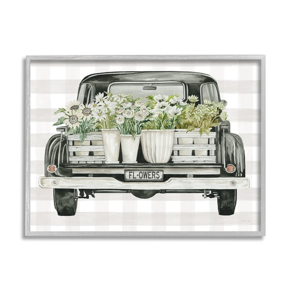 Stupell Industries White Flower Blossoms Farm Truck Country Transportation,20 x 16, Design by Cindy Jacobs