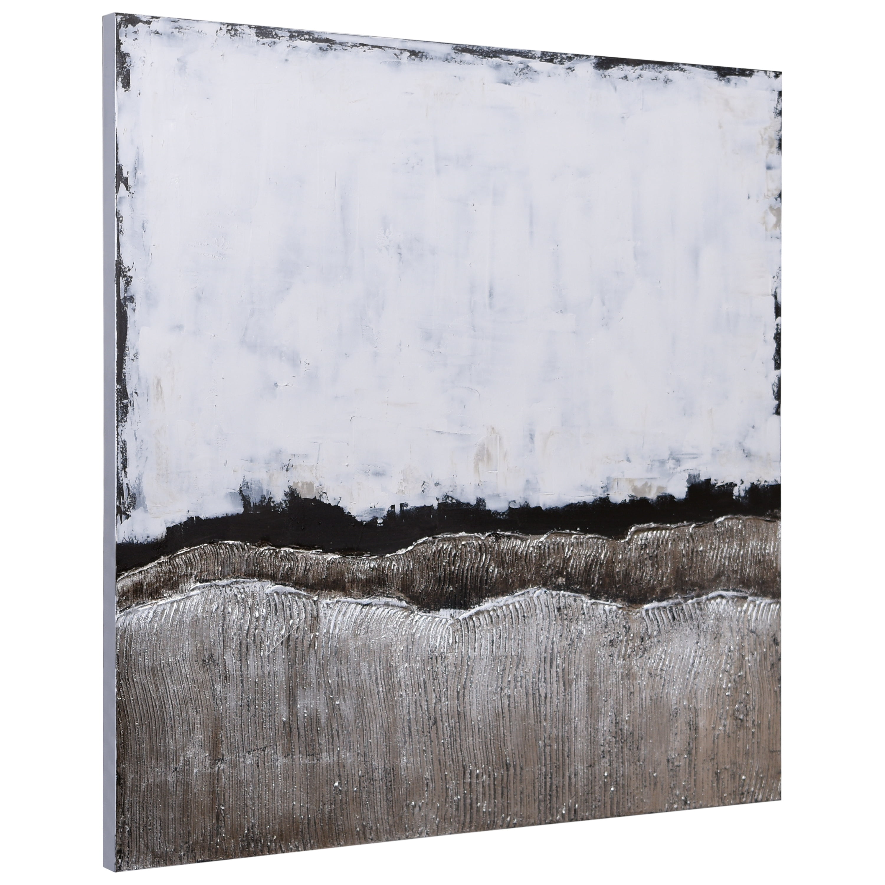 Empire Art Direct White Atmosphere Textured Metallic Hand Painted Wall Art, 48" x 48" x 2", Ready to Hang
