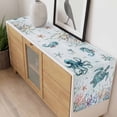 thumbnail image 4 of Teal Turtle Coastal Table Runner - 120 Inch Long, Kitchen Dining Table Runner Dresser Scarves, Octopus Coral Summer Beach Starfish Farmhouse Decor for Coffee Tables Wedding Party Banquet, 4 of 8
