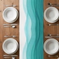 thumbnail image 6 of Ombre Turquoise Waves Table Runner - 72 Inch Long, Kitchen Dining Table Runner Dresser Scarves, Abstract Art Gradient Modern Farmhouse Decor for Coffee Tables Wedding Party Banquet, 6 of 8