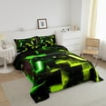 thumbnail image 3 of Gaming Video Game Bedding Twin Youth Modern Gradient Buffalo Comforter Set Twin, Gamepad Gamer Duvet Insert Contemporary Ombre Futuristic Cubes Quilt Comforter Black Green Yellow Bedding, 3 of 7