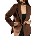 thumbnail image 6 of Jess by Meiko Women's Faux Suede Jackets Long Sleeves Notched Lapel Wear-to-Work Wrap Belt Blazer XL Brown, 6 of 9