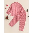 thumbnail image 6 of Cjfdfy Toddler Baby Girl Boy Christmas Silk Stain Pajamas Set Kids Girls PJS Set Sleepwear Fall Winter Clothes Santa Tree Bow Print Long Sleeve Button Down Shirt with Long Pants Set Loungewear 1-5Y, 6 of 9