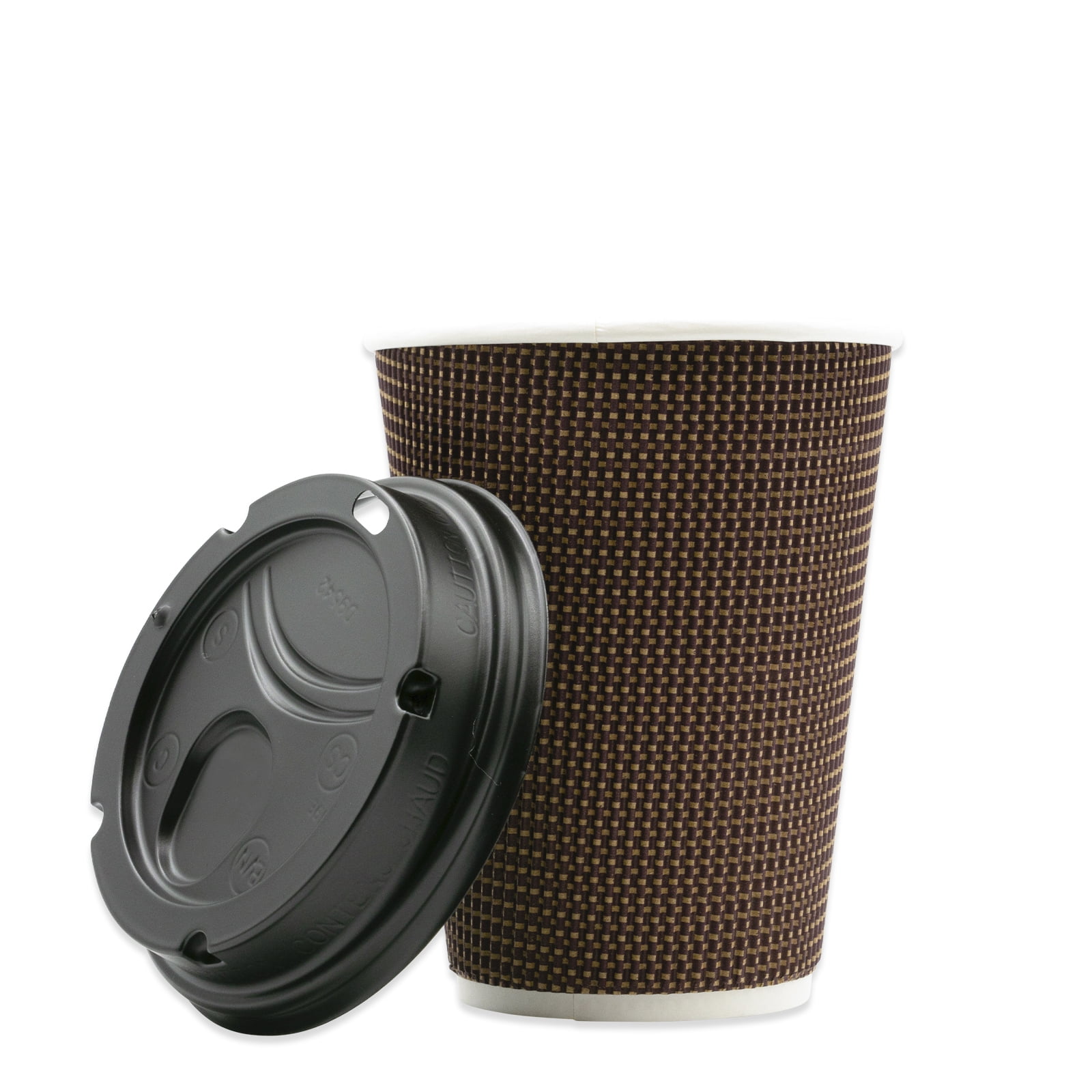 150 x 16oz BLACK 3-PLY RIPPLE PAPER COFFEE CUPS UK MANUFACTURER 