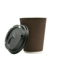 thumbnail image 1 of [1000 PACK] 12oz Disposable Paper Coffee Cups RippIe Walled Insulated with Black Dome Lids - Double Walled Rippled Disposable Coffee Hot Tea Cup - Hot Beverage,To Go, Bulk, Bio Degradable Eco Friendly, 1 of 3