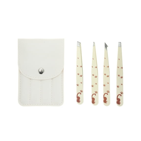 Unique Bargains 1 Set Durable Spray Paint Cute Eyebrow Tweezer Kit for Bathroom Travel Beige