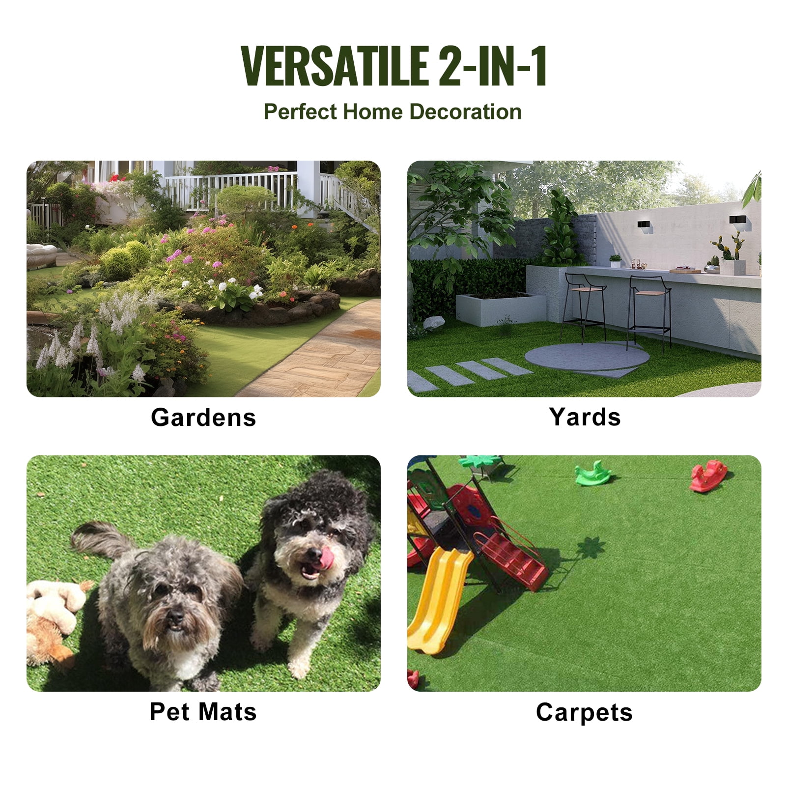 BENTISM 12" x 12" Indoor Outdoor Artificial Turf, High-Density Grass Fibers
