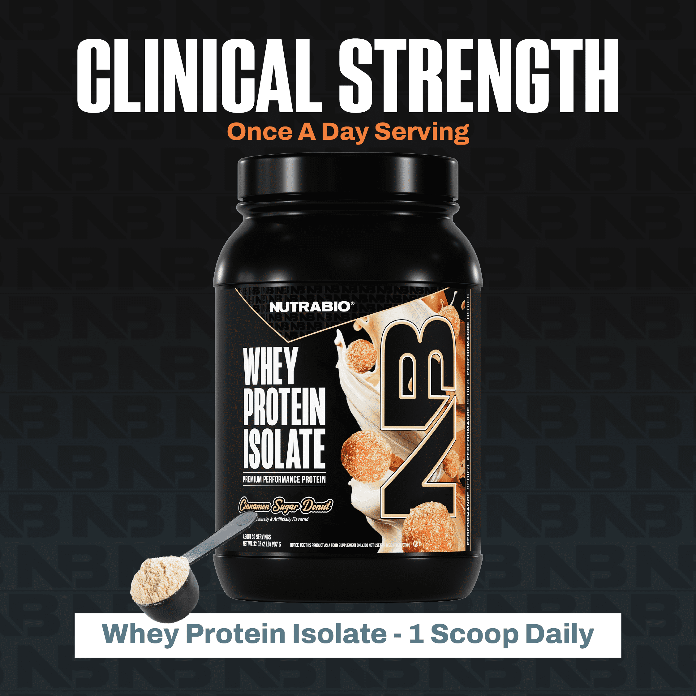 NutraBio Whey Protein Powder Isolate Supplement – 25g of Protein Per Scoop with Complete Amino Acid Profile - Soy and Gluten Free - Zero Fillers and Non-GMO - Cinnamon Sugar Donut - 2 Lbs.