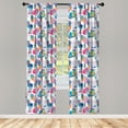 thumbnail image 2 of Ambesonne Hawaiian Curtains, Cactus Whimsical Motifs, Pair of 28"x95", Pink Cobalt Blue and Aqua, 2 of 4