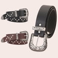 thumbnail image 4 of lanema Girl Metal Star Rivet Waist Belt Western PU Belt for Dress Jeans Adjustable, 4 of 13