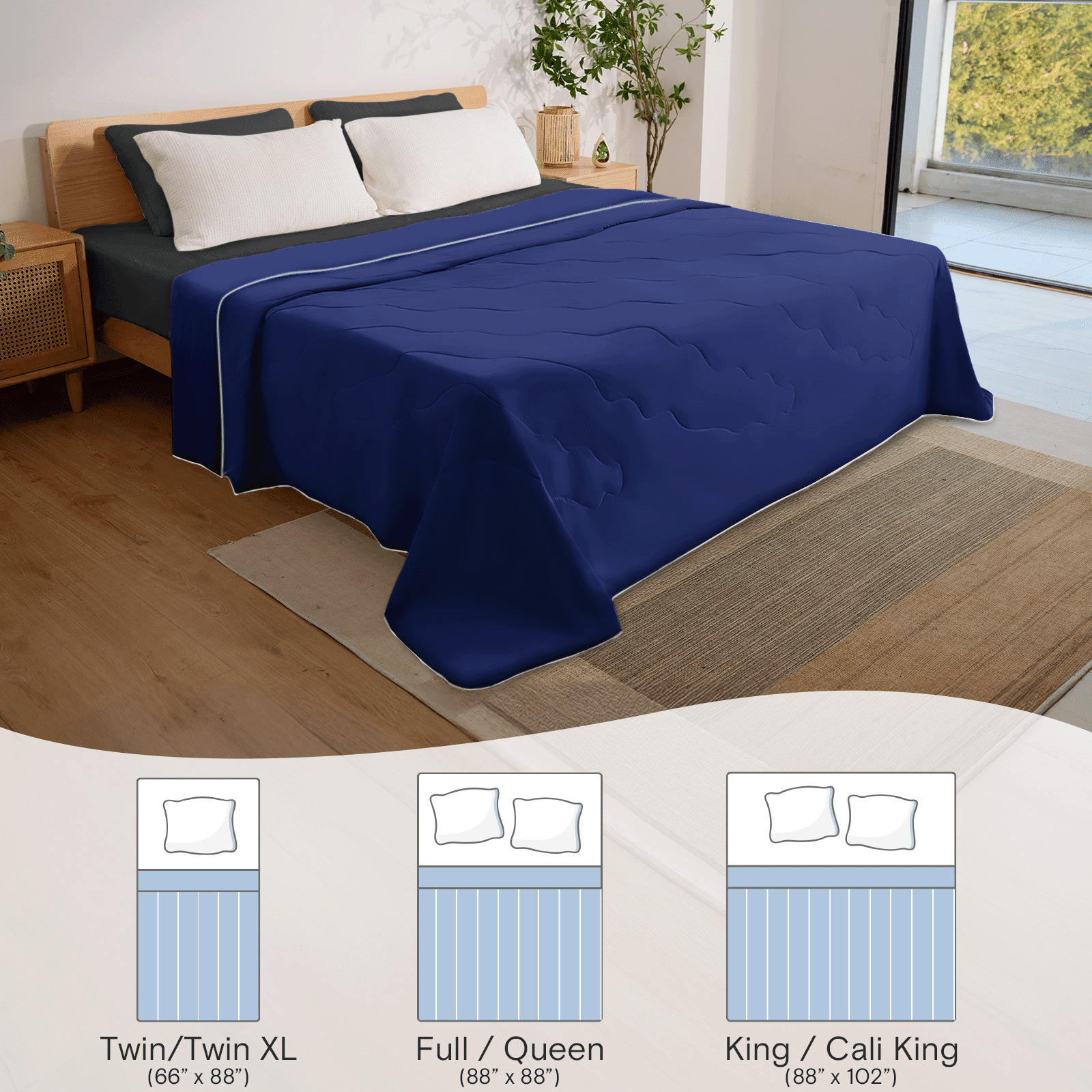 LuxClub Ice Cooling Comforters for Bed, Hot Sleepers, Soft Cooling Comforter, Twin, Navy, 66" x 88"
