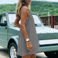 thumbnail image 7 of COMVALUE Open Back Summer Dress for Women Spaghetti Strap Summer Beach Flowing Sundress Swing Solid Color Sundress Light Gray M, 7 of 7