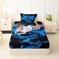 thumbnail image 4 of Feelyou Ghost Dragon Animal Twin Sheet Sets for Kids Boys Girls, Volcano Mountain Bedding, Black Blue, 3pcs, 4 of 5