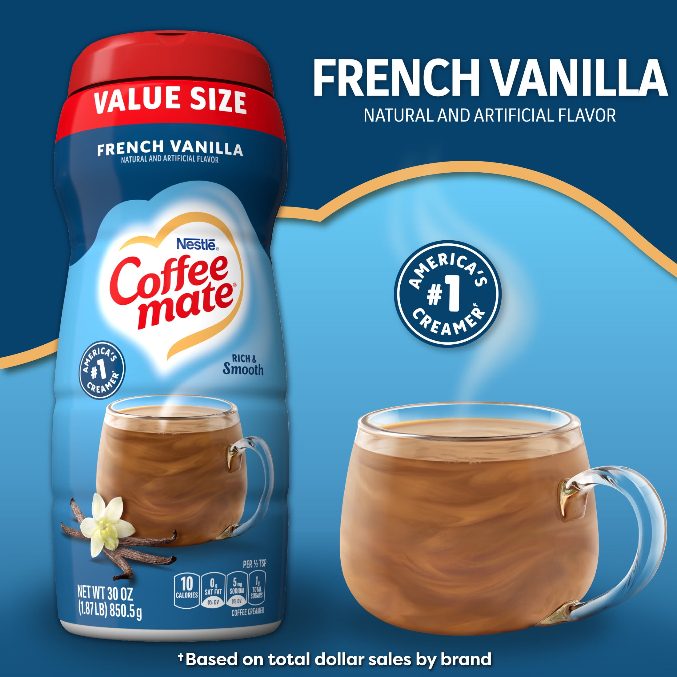 (6 pack) Coffee mate French Vanilla Powder Coffee Creamer, 30 oz