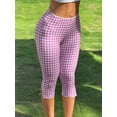 thumbnail image 3 of Women's Red Plaid Knit Elastic Leggings, 3 of 10
