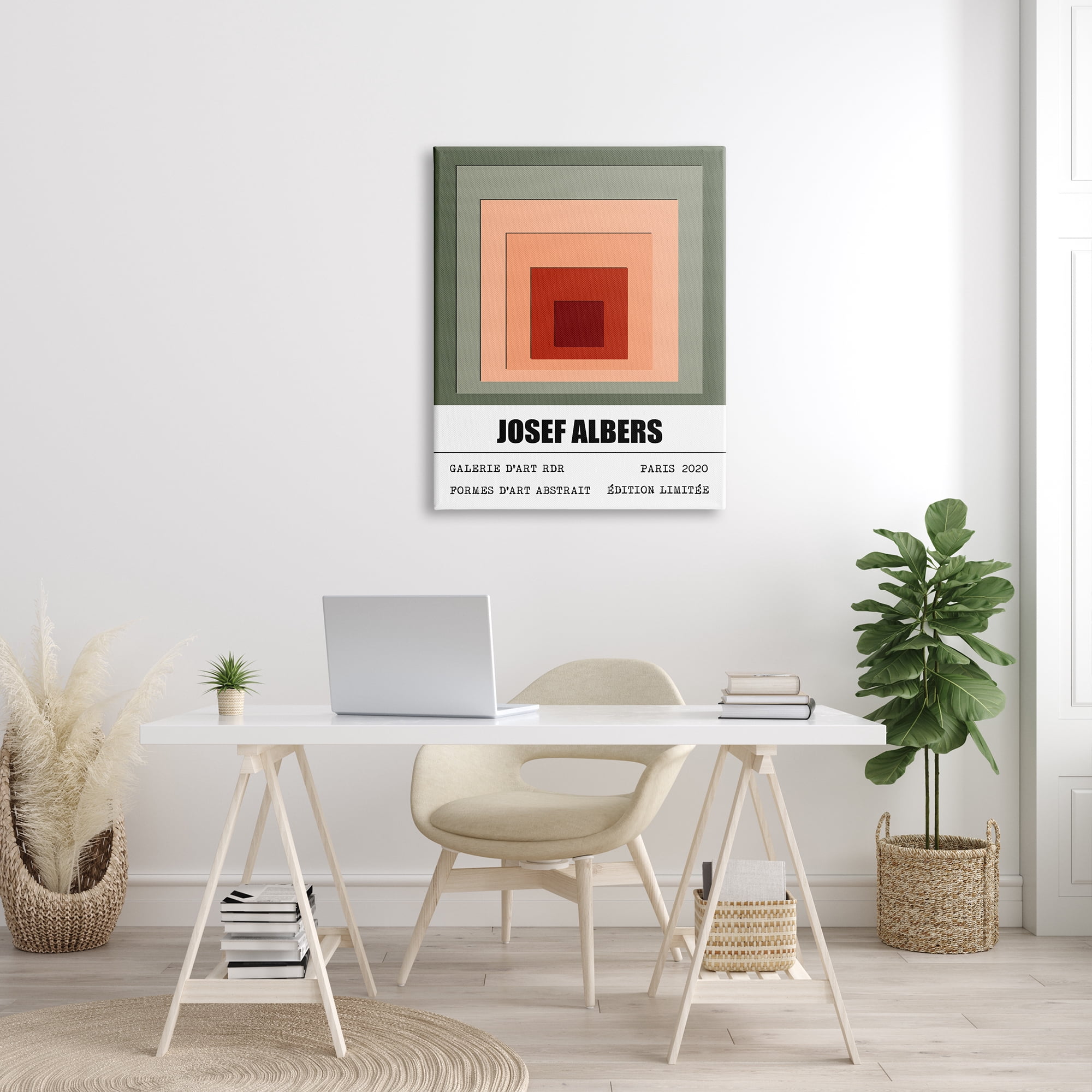 Stupell Industries Modern Albers Abstraction Layered Squares Red Blush Green, 30 x 40, Designed by Ros Ruseva