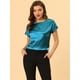 thumbnail image 2 of INSPIRE CHIC Blusa Elegante De Satén Para Mujer, Manga Corta, Cuello Barco, Estilo Vintage Azul eléctrico L, 2 of 5