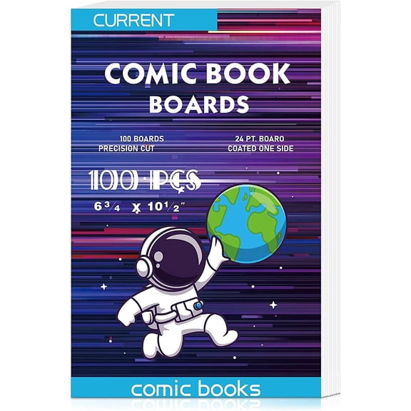 100 Comic Book Boards, Current Size Acid-Free Backing Board,Thick and Durable Books Board for Regular Comics Archival (White)