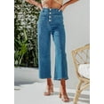 thumbnail image 4 of Pantalon en Jean Extensible à Taille Haute pour Femmes avec Poche et Boutons, 4 of 6