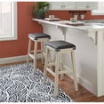 thumbnail image 6 of Home Square 3 Piece Wood and Faux Leather Backless Bar Stool Set in White, 6 of 10