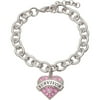 Personalized Planet Crystal Rhodium-Plated Survivor Heart Bracelet