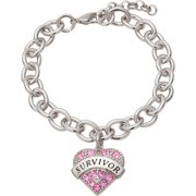 Personalized Planet Crystal Rhodium-Plated Survivor Heart Bracelet