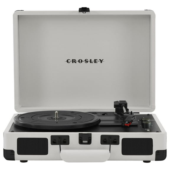 CR8005DP-WF Cruiser Plus Vintage 3-Speed Bluetooth in/Out Suitcase Vinyl Record Player Turntable, White Farmhouse