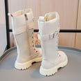 thumbnail image 6 of Staki Toddler Winter Boots Girl Girls Knee High Lace Up Side Zipper Mid Calf Combat Riding Boots Sparkly Winter Boots for Kids Holiday(White,13 Little Kid), 6 of 8