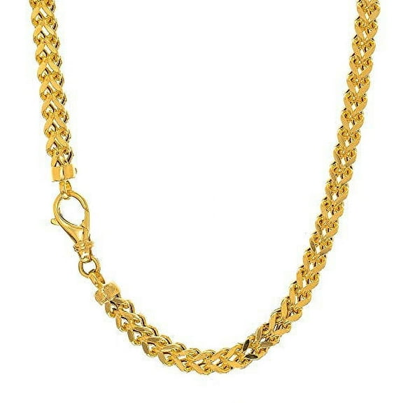 JewelStop 14k Semi-Solid Yellow Gold 3.9mm Square Franco Chain Necklace, Lobster Claw - 24'', 18.3gr.