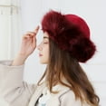 thumbnail image 4 of Cheers.US Women's Faux Fur Hat for Winter with Stretch Cossack Russian Style White Warm Cap Mongolian Faux Fur Suede Fluffy Beanie Warm Thick Hat Snow Cap, 4 of 7