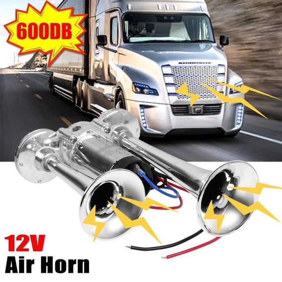 600db Dual Trumpet Train 12V Electric Air Horn Truck Train Boat Loud Speak a