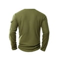 thumbnail image 4 of Resicozy Long Sleeve Henley Shirts for Men Casual Waffle Fashion Solid Color Pullover 3-Button T-Shirt with Pocket Army Green S, 4 of 4