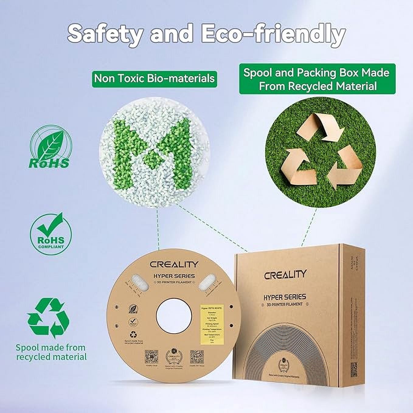 Creality Green PETG 1.75mm High-Speed 3D Filament 30-600mm/s 1kg Spool Dimensional +/- 0.03mm For K1 Max Anycubic Bambu Prusa & More 1 Unit per pack