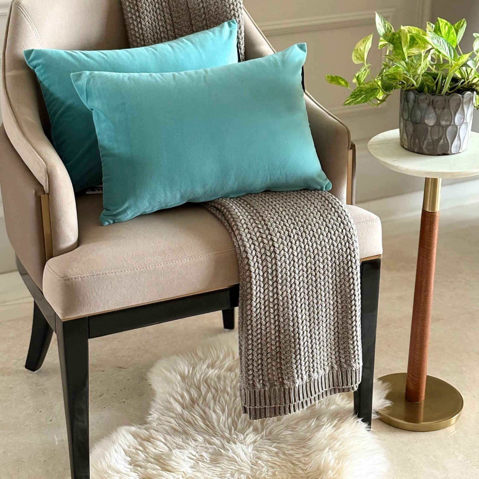 Aqua Blue Luxury Lumbar Pillow Cover 12"x16" | Pack of 2 Modern Velvet Oblong Pillow Cover Solid | Plain Solid Pillowcases for Bed, Couch & Sofa, Modern Home Décor - Aqua Velvet Dream