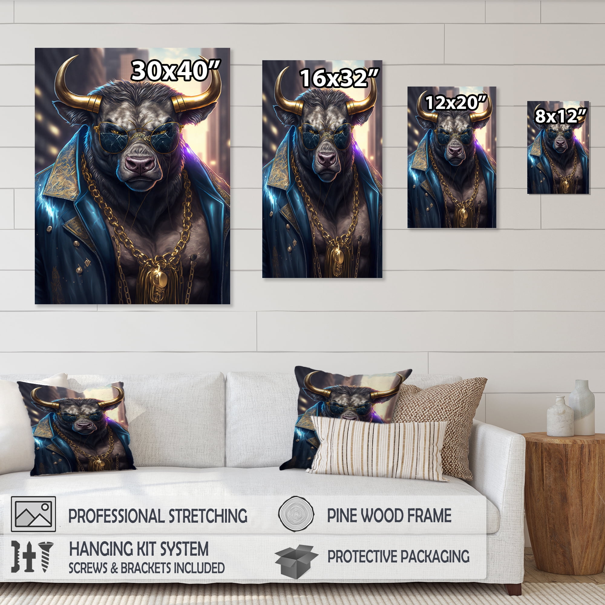 Designart Buffalo Gangster In NYC Canvas Wall Art