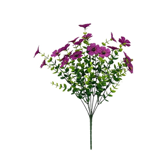 Artificial Fake Flowers for Outdoor Spring Decoration, 1 Bundles Faux Silk Colorful UV Resistant Realistic for Outside Porch Patio Home Yard Garden Planters Pots Window Box, 14.1 Inch, Purple