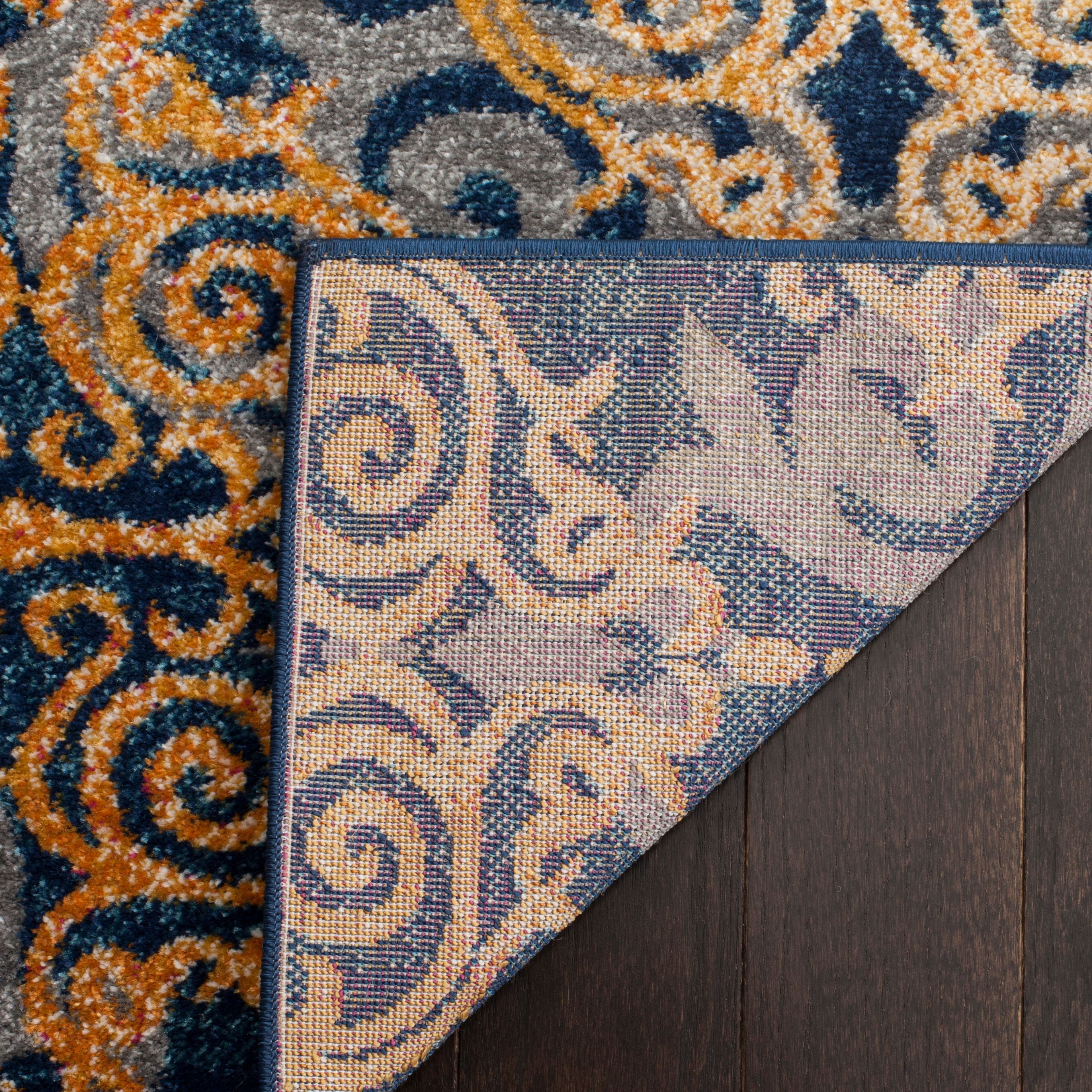 SAFAVIEH Evoke Keith Damask Area Rug, Blue/Orange, 3' x 5'