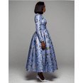 thumbnail image 4 of Women's Floral Print Long Sleeve Maxi Dress High Waist A-Line Tailored Collar Formal Evening Gown, 4 of 8