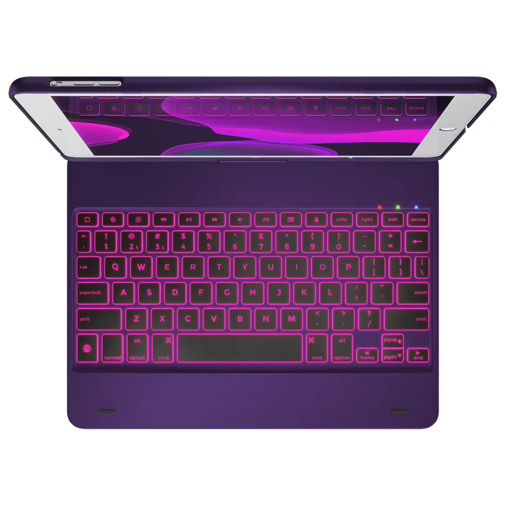 typecase Keyboard Case for 9.7 inch iPad 6th & 5th Gen, Air 2 & Air 1, Thin & Light, 360 Rotatable, Wireless/BT, Backlit 10 Color, 9.7 inch Keyboard Case (Voilet)