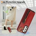 thumbnail image 3 of ELEHOLD Case for Samsung Galaxy A53 5G, Zipper Leather Wallet Case with Card Holder Stand,Red, 3 of 6