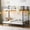 Black-with LED Light, variant on Zimtown Metal Twin-over-Twin Bunk Bed with 2 Drawers and Charging Station, Black