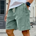 thumbnail image 4 of HKYNLAG Men's Corduroy Shorts Elastic Waist Drawstring Cargo Short Multi-Pocket Lightweight Summer Casual Beach Shorts Light Green 2XL, 4 of 4