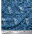 thumbnail image 1 of Soimoi Blue Velvet Fabric Facets Triangle Geometric Print Fabric by Yard 60 Inch Wide, 1 of 3