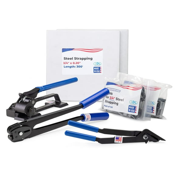 IDL Packaging USA Made 3/4" x 600' Steel Strapping Kit, 1700 lbs Break Strength